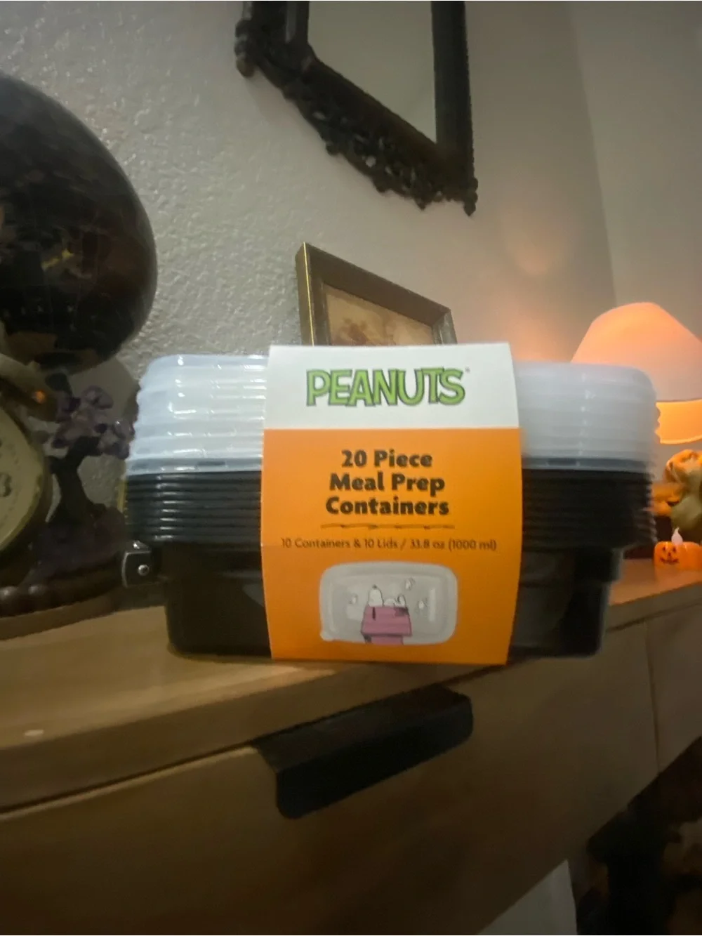 Peanuts Black Meal Prep Containers with Clear Lids - 20 Piece Set
